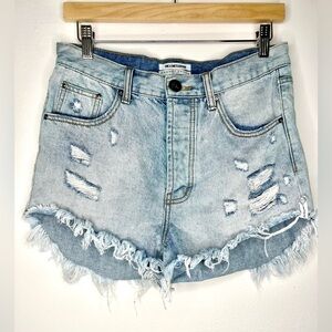 One X Oneteaspoon Outlaws Curved Raw‎ Hem Button Fly Distressed Jean Short Sz 26